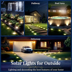 Spot solaire à enterrer 8 LED et batterie 800 mAh, lot de 4 à 12