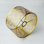 Abat-jour tambour en métal doré ajouré à motif de feuilles, Ø 25 cm