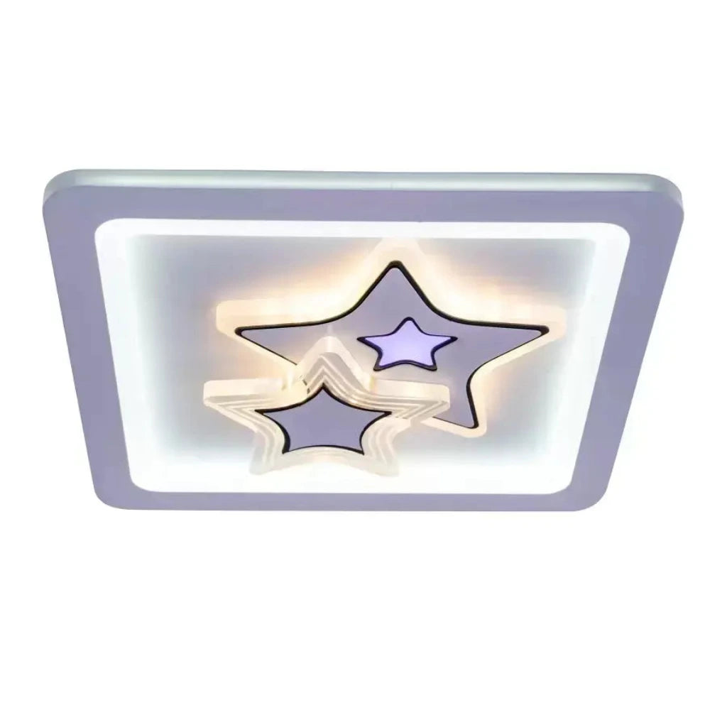 Plafonnier LED carré à étoiles 23 x 23 cm, accents lumineux RVB