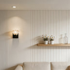 Applique murale noire et tulipe en verre dépoli, esprit rétro