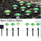 Guirlande solaire de 8 champignons verts à pois, à planter, IP44