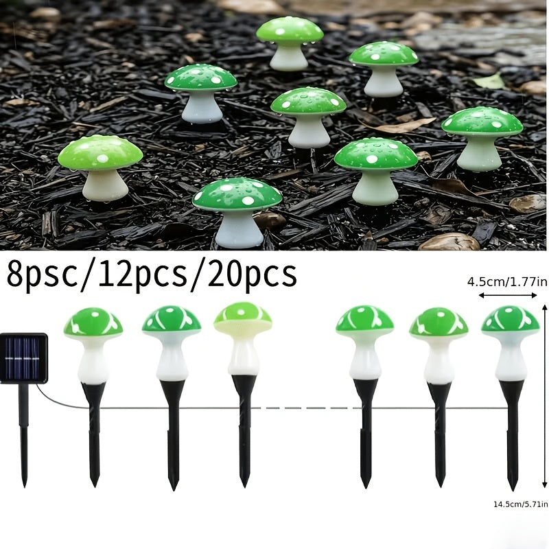 Guirlande solaire de 8 champignons verts à pois, à planter, IP44