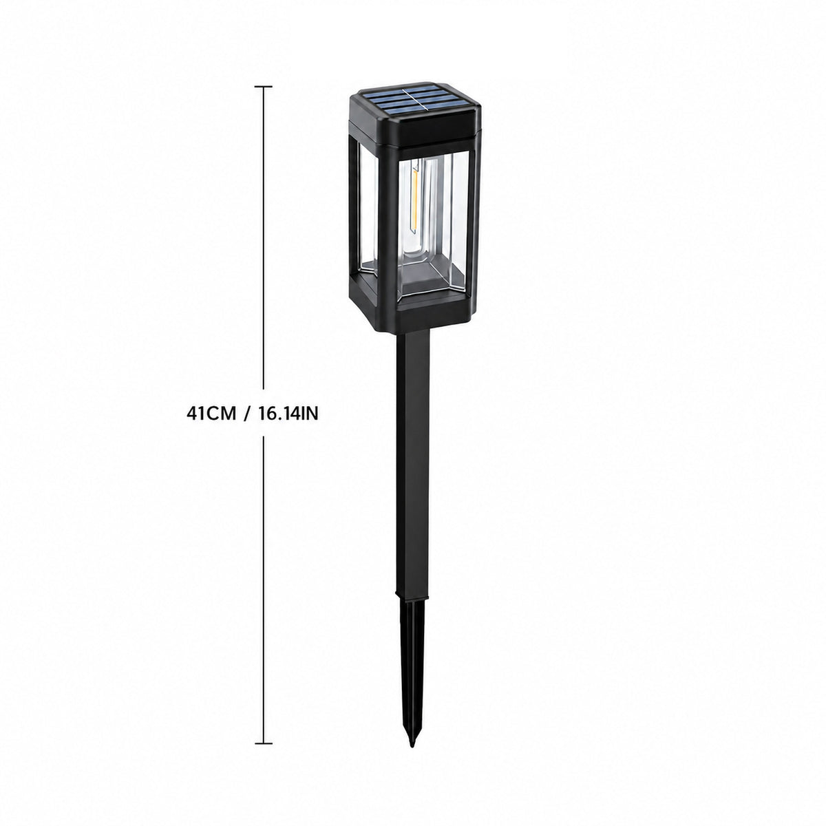 Balise solaire lanterne carrée noire de 41 cm, lot de 4 IP44