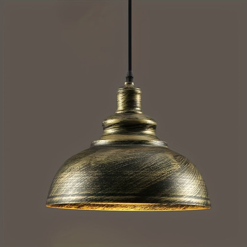 Suspension cloche industrielle en métal doré brossé, Ø 28 cm
