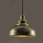 Suspension cloche industrielle en métal doré brossé, Ø 28 cm