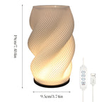 Lampe vase imprimée en 3D à spirale, vert ou lilas, USB, 19 cm