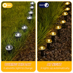 Guirlande solaire de jardin à spots ronds sur piquets, 10 modes