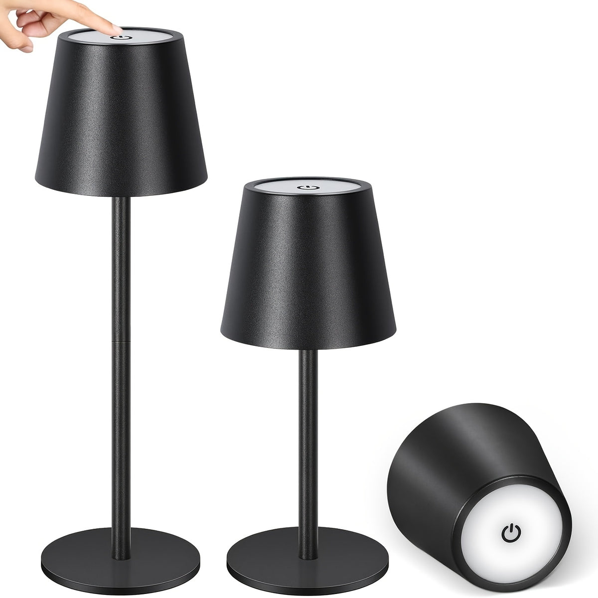 Lampe sans fil en aluminium mat à tige raccourcissable, 38 cm