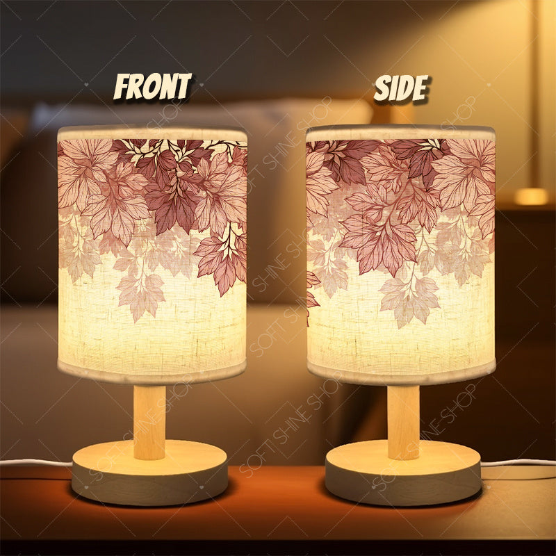 Lampe de chevet en tissu à feuilles d'érable roses, USB, 23,4 cm