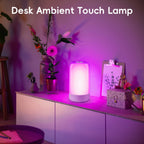 Lampe de chevet tactile RVB cylindrique, lumière d'ambiance USB
