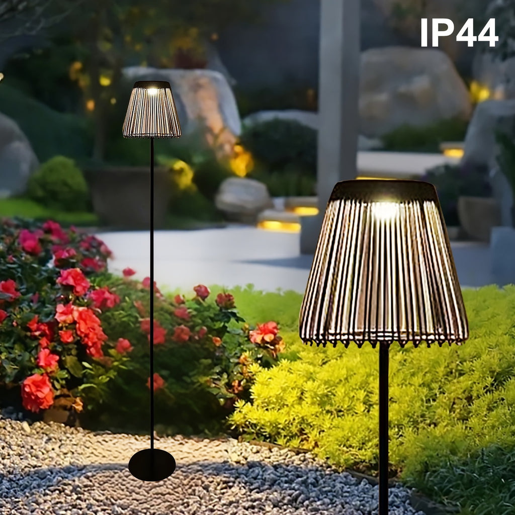 Lampadaire solaire 128,5 cm à abat-jour cage en fer, gris anthracite