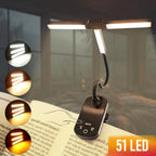 Lampe de lecture à pince à deux ou trois têtes, 4 teintes, USB-C