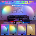 Lampadaire arc LED RVB à mode musique et blancs réglables, 165 cm
