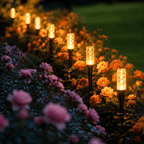 Guirlande solaire tubes à bulles sur piquets, 10 lampes, 12 modes