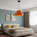 Suspension rétro orange à double étage en métal brillant, Ø 35 cm