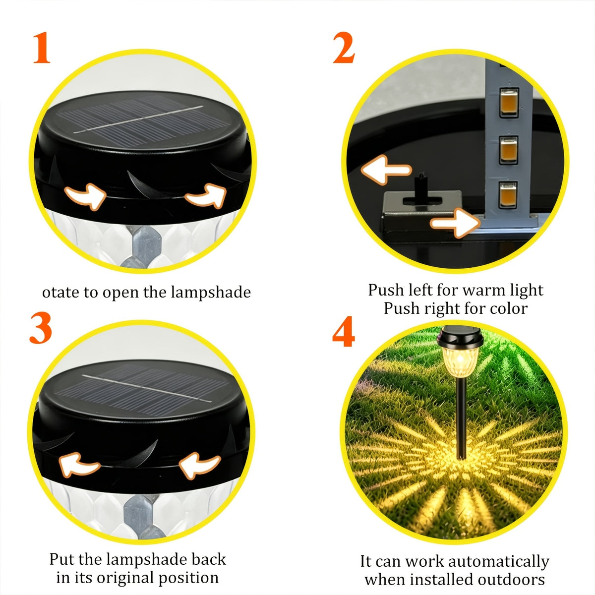 Lampe solaire à rayons projetés, blanc chaud ou couleurs, par 2 ou 4