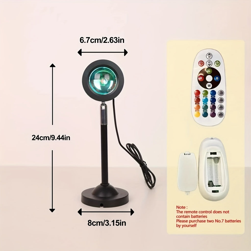 Lampe d'ambiance projection coucher de soleil RVB, télécommande