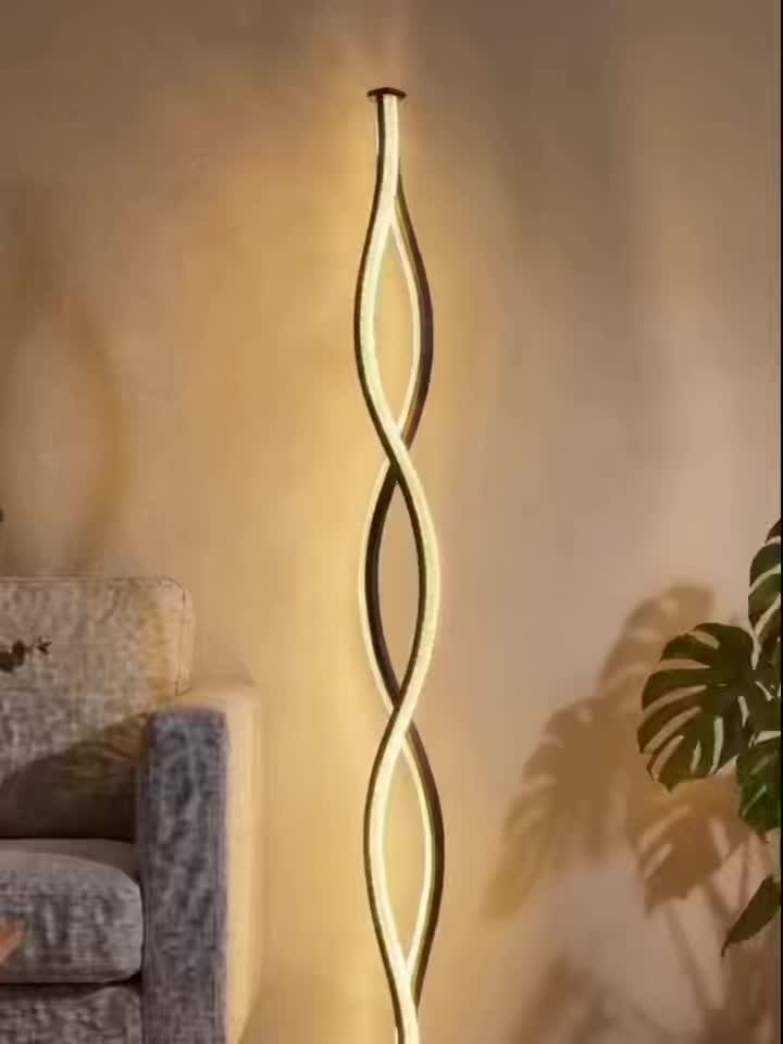 Lampadaire LED double hélice effet cristal noir mat, 122 cm