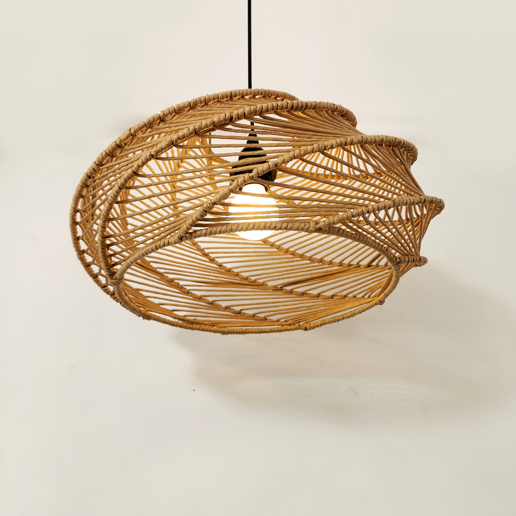 Abat-jour spirale ajouré en corde de papier, Ø 41 x H 21 cm