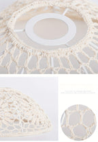 Abat-jour en crochet de cordon écru, dôme ajouré Ø 30 x H 10 cm