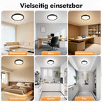 Lot de 2 plafonniers LED ronds noirs extra-plats, Ø 18 cm, 20 W