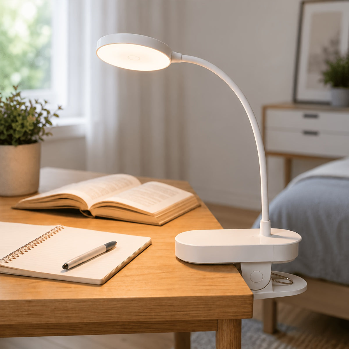 Tête ronde blanche sur piles AA ou câble USB