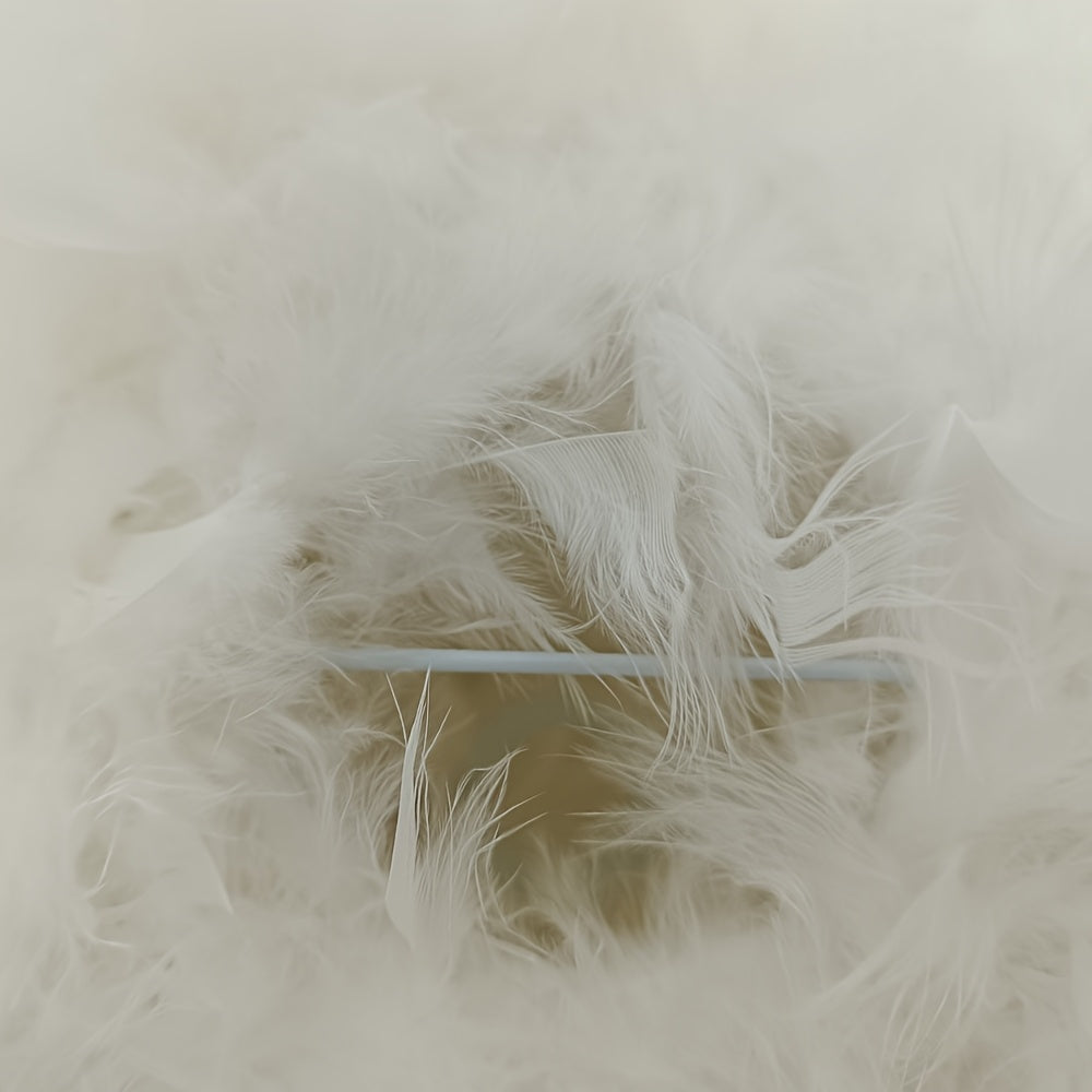 Grand abat-jour en plumes blanches pour suspension, Ø 50 x H 30 cm