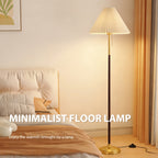 Lampe sur pied à abat-jour plissé crème et chaînette dorée, 160 cm