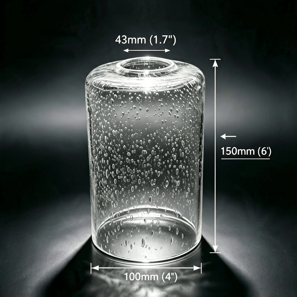 Lot de 2 cylindres en verre bullé transparent, Ø 10 x H 15 cm