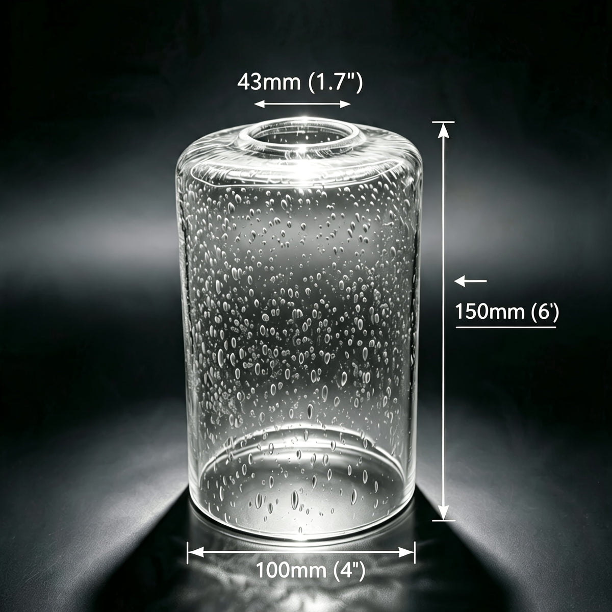 Lot de 2 cylindres en verre bullé transparent, Ø 10 x H 15 cm