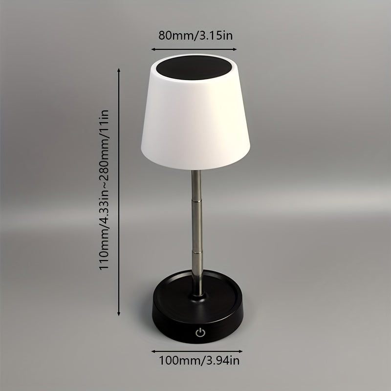 Lampe de chevet rechargeable à hauteur variable, cône blanc lisse