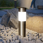 Lampe solaire borne en inox brossé, 27,8 cm, lot de 2 ou 4