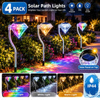 Lampe solaire diamant sur tige courbée, lot de 4 pour allée
