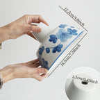 Abat-jour de suspension en porcelaine bleu et blanc à fleurs