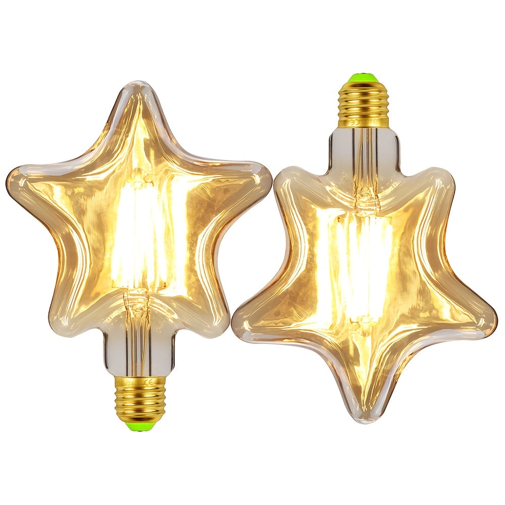 Lot de 2 ampoules LED filament en étoile, culot E27, verre ambré