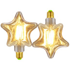 Lot de 2 ampoules LED filament en étoile, culot E27, verre ambré