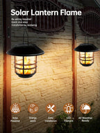 Suspension solaire noire effet flamme et potence murale, IP65