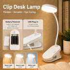 Lampe à pince à piles ou USB, tête ronde blanche de 8 cm