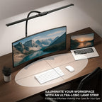 Lampe de bureau à pince à double tête LED de 61 cm, tactile, USB