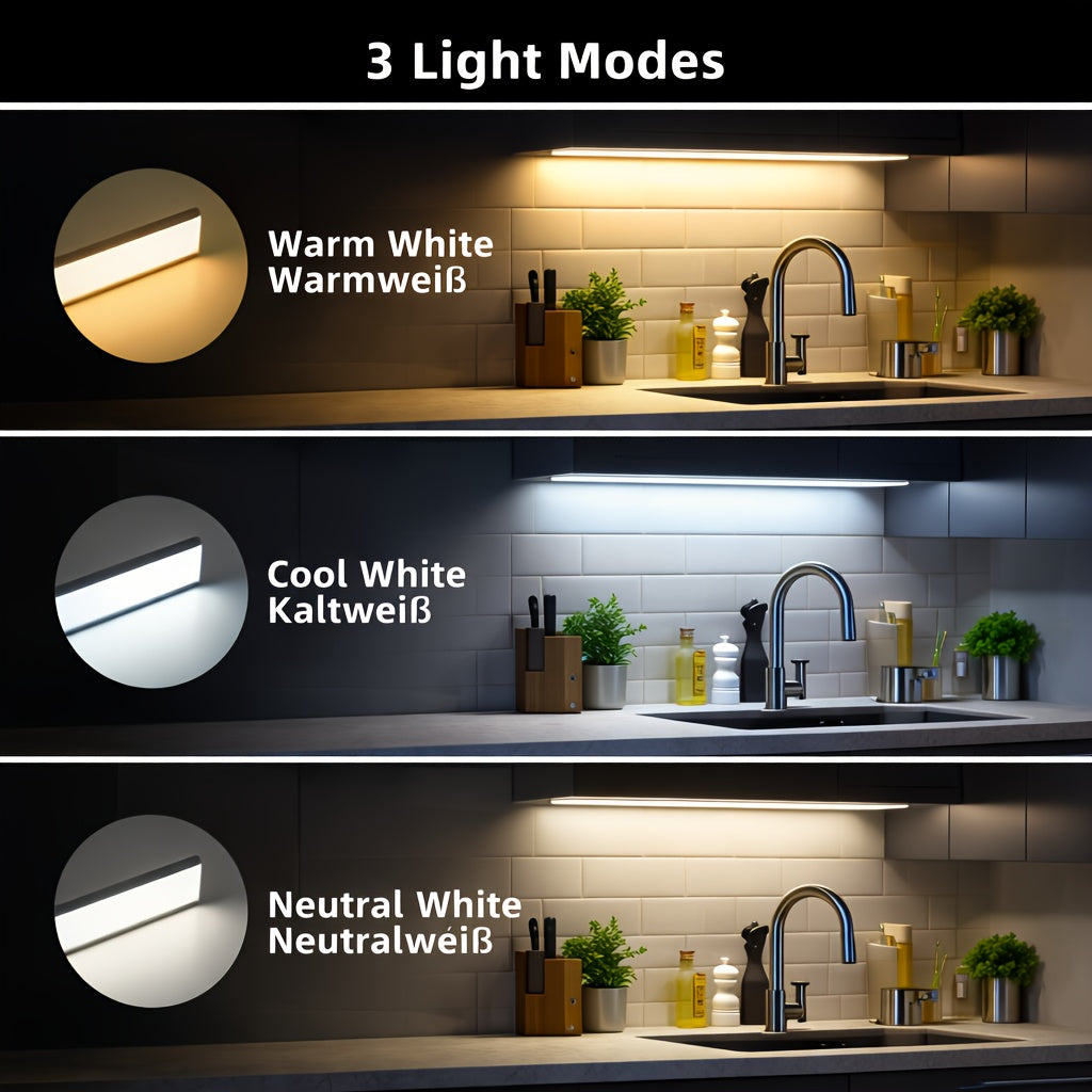Réglette LED sous meuble à détecteur, aluminium, de 20 à 80 cm