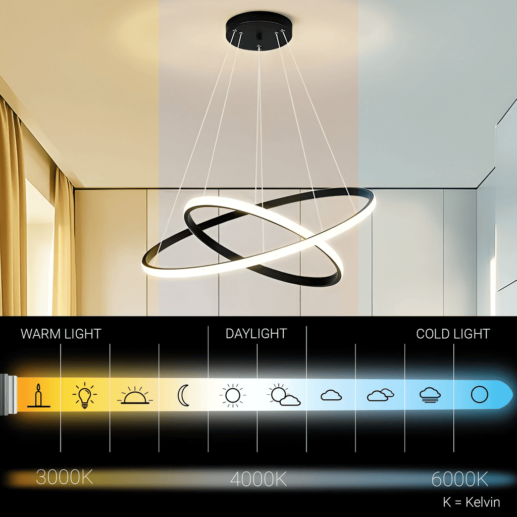 Lustre LED à deux anneaux noirs inclinés, Ø 40 cm et 2000 lumens