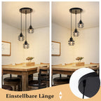 Suspension cages en métal noir E14, 1 lumière ou 3 en grappe