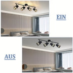 Plafonnier à spots orientables noir et tissu doré, 2 à 4 lumières E27