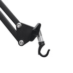 Support de lampe sur pied noir, bras à ressorts et crochet pivotant