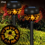 Lampe solaire à projection florale, boule noire ajourée, IP44