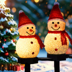 Lot de 2 bonshommes de neige lumineux solaires à piquet, 45 cm