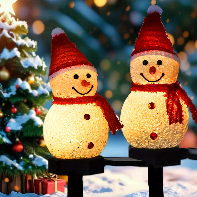 Lot de 2 bonshommes de neige lumineux solaires à piquet, 45 cm