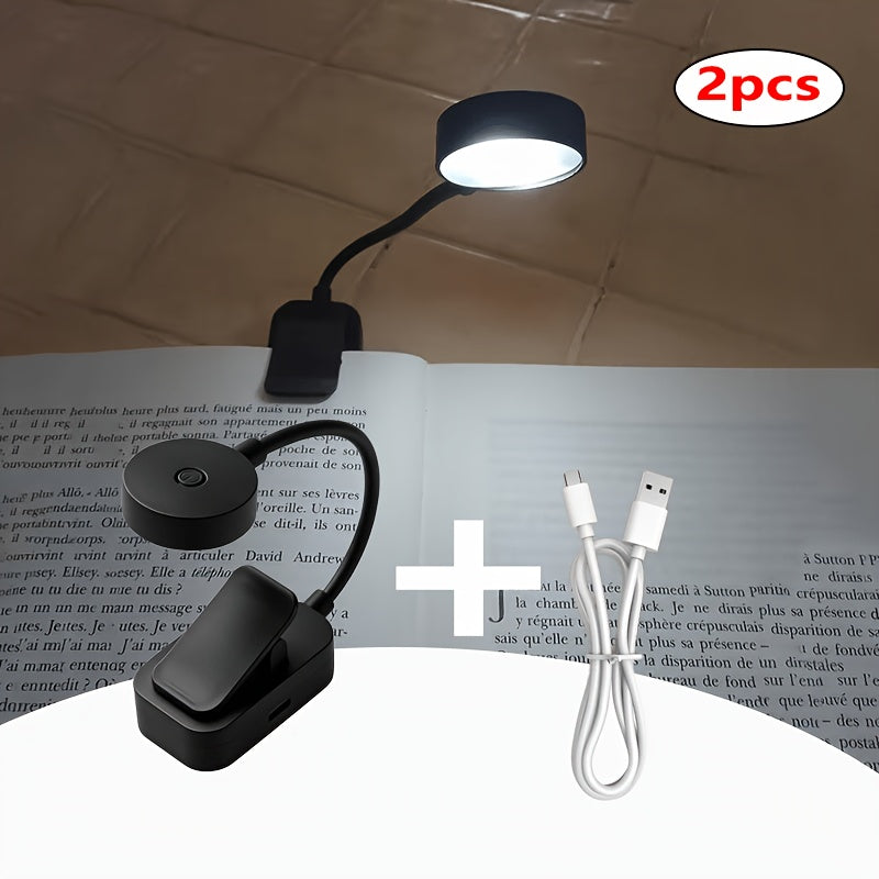 Noir / 2 pièces (1 lampe de lecture ronde + 1 câble de données)