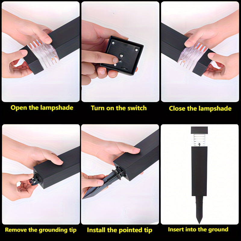 Borne solaire carrée noire à lamelles translucides, lot de 4