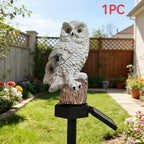 Lampe solaire hibou en résine sur piquet, lot de 2 pour jardin